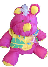 VTG 1987 Fisher Price Puffalump Large Plush Hawaiian Pink Rhino Toy Preloved