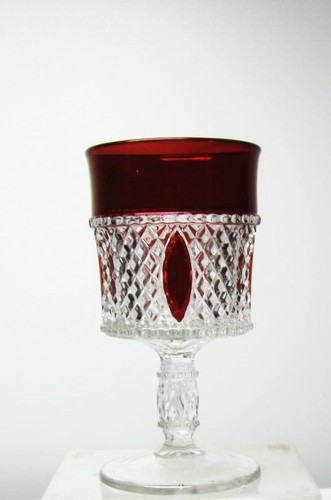EAPG *** RUBY STAINED = GERMANIC BY MC KEE GLASS = GOBLET...