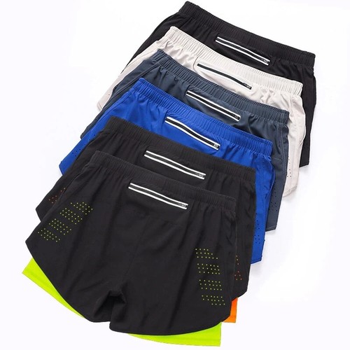 Männer Laufshorts Schnell Trocknend Fitness Schwarz Doppel Schicht Shorts Männer - Bild 7 von 36