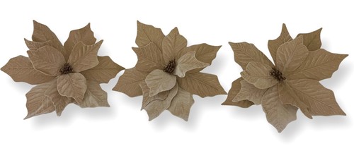 3 x Poinsettia flowers. Christmas poinsettia , Olive Green, Burgundy, Champagne - Picture 20 of 29