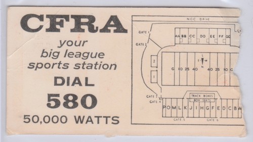Vintage 1962 Ottawa Rough Riders CFL Ticket Stub vs. Montreal Alouettes - Bild 2 von 2