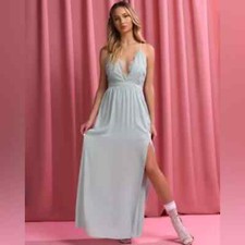 NWT Tobi Opposites Attract Mint Lace Maxi Dress Spaghetti Strap High Slit XL New