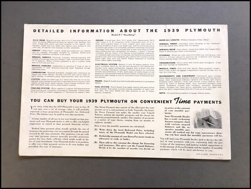 1939 Plymouth Model P-7 Roadking Vintage Original Car Sales Brochure Catalog - Picture 4 of 4