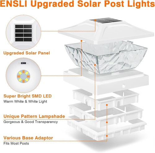 12 Pack Solar Post Cap Lights, 2 Mode Bright Solar Post Lights Outdoor Waterproo - Bild 4 von 7