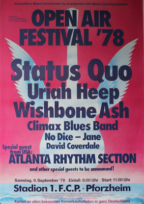 Open Air Festival, Status Quo, Uriah Heep, Plakat, Poster, Konzert,  1978 (1)