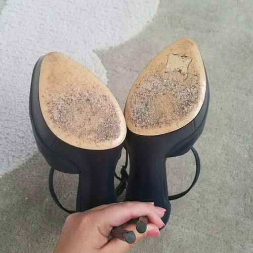 Décolleté stiletto Casadei blu navy incrociate plateau ultra alte taglia 5,5 - Foto 5 di 8