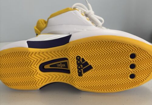 Men’s 9 Adidas Crazy 1 Lakers Home Kobe Bryant White Yellow Purple - Picture 5 of 6