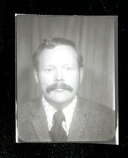 Vintage PHOTOBOOTH PHOTO HANDSOME MAN SERIOUS MUSTACHE 1960's Gay Interest