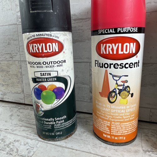 KRYLON Lot Of 3 -HUNTER GREEN, PUMPKIN ORANGE, & FLUORESCENT SPRAY PAINT 75% - Picture 4 of 18