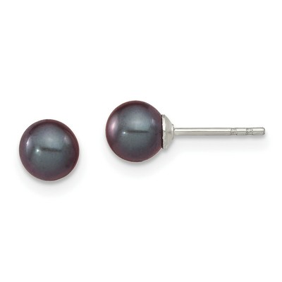 .925 Sterling Silver 4-5mm Black Round Freshwater Cultured Pearl Stud Post Earrings .925 Sterling Silver 4-5mm Black Round Freshwater Cultured Pearl Stud Post Earrings