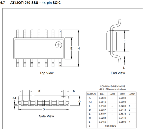 AT42QT1070-SSU AT42 AT42QT QTouch Berührungssensor [1~100 Stück/piece] - Bild 5 von 5