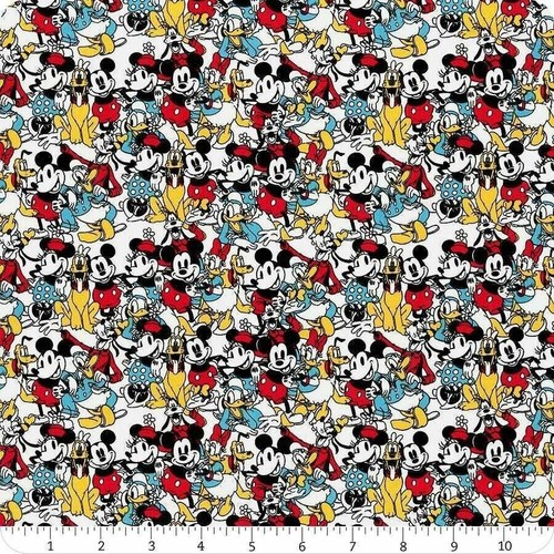 Disney Mickey Mouse Multi Sensational 6 Snapshot Cotton Quilting Fabric 1/2 YD - Picture 3 of 3