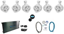  6 Rockville RWB70W White 6.5" Marine Wakeboard Swivel Speakers Amp Receiver