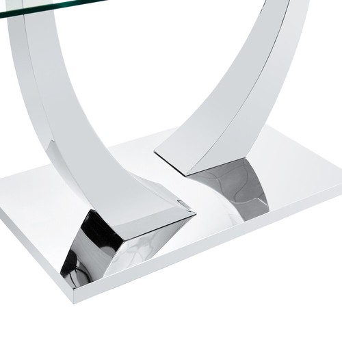 Rectangular dining table with transparent glass tabletop and silver table legs - Picture 14 of 20