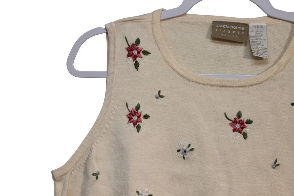 Top tejido vintage pequeño grande bordado floral femenino delicado amarillo mantequilla Foto 4 de 4