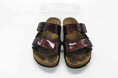 Birkenstock Womens Sandal Arizona Size 7N Red Slide Slip On Shoes Pre Owned vq - Picture 4 of 12