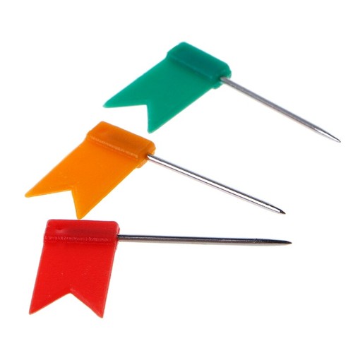 100 Pieces Mixed Color Flag Push Pins Nail Thumb Tack Map Drawing Pin Stationery - Picture 3 of 8