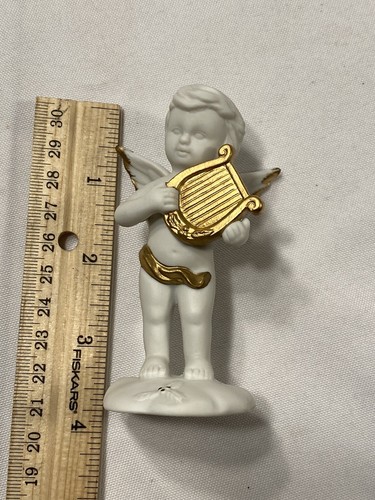 RUSS angelic treasures porcelain angel figurine BOY PLAYING HARP - Picture 2 of 5