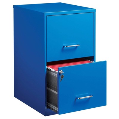 Blue 2 Drawer Filing Cabinet Locking Two Letter Size Metal 18