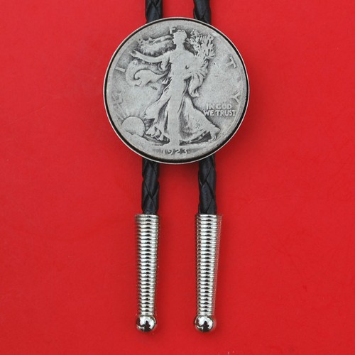 US 1916 ~ 1947 Walking Liberty Half Dollar 90% Silver Coin 36" Cord Bolo Tie NEW - Picture 20 of 57
