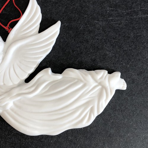 Vintage Angel Ornament in Bisque, White Retro Bisque Christmas Tree Horn - Picture 4 of 7