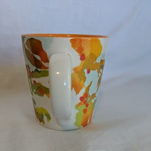 Starbucks 14 oz Mug Orange Green Leaves Berries Fall Autumn Cup 2008 Coffee - Picture 2 of 6