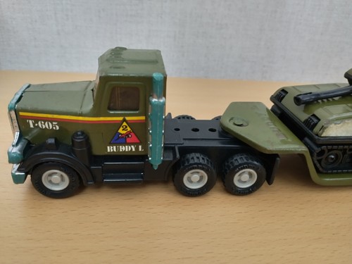 Vintage Buddy L Army T-605 Transporter Truck & Trailer & T-308 Tank 1980 - Picture 2 of 10
