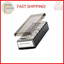 MaxGear Business Card Holder for Desk, Large Plastic Business Card Organizer Box