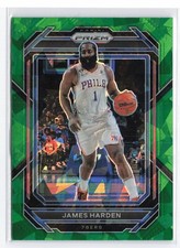 2022-23 Panini Prizm James Harden #35 Green Cracked Ice Base 76ers