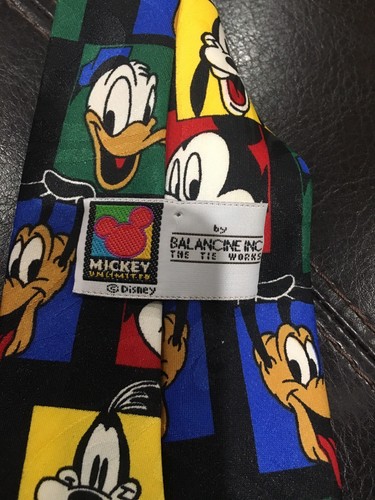 Mickey Inc. Vintage 100% Polyester Tie Donald Pluto Goofy Disney - Picture 4 of 5
