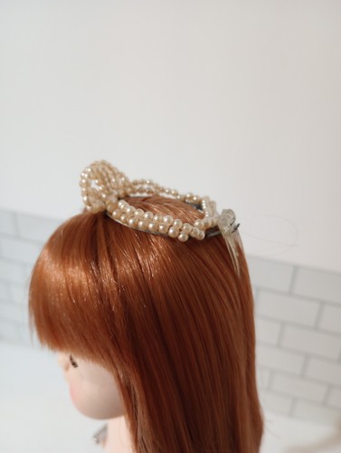 Vintage Pearl Beads Tiara ONLY 2" X 1/2" Tall With Comb - Picture 7 of 13