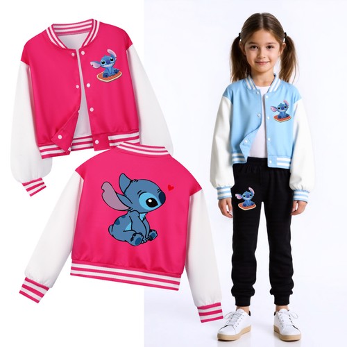 New Kids Lilo And Stitch Jacket Sweatshirt Tops Trousers Casual Baseball Jacket - Picture 3 of 16
