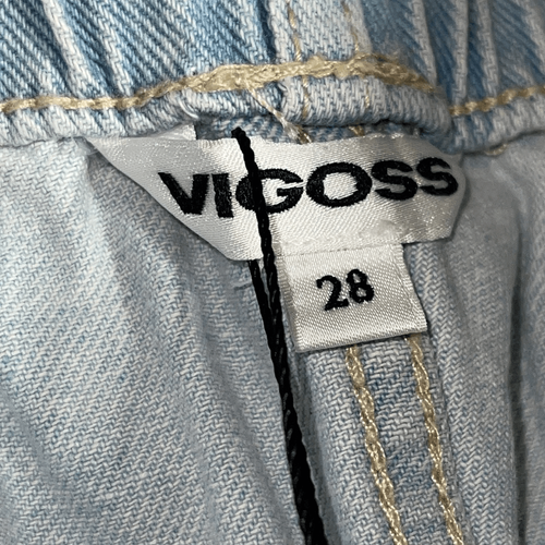 Vigoss Jeans Shorts Womens size 28 paper bag high waisted Denim Drawstring Blue - Picture 3 of 8