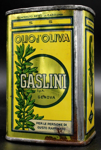 Antica Scatola Latta Bidone Pubblicità Olio di Oliva Gaslini Esportazione Genova - 第 4/13 張圖片
