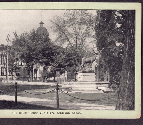 Portland Oregon c 1905 Elk Court House Plaza Singer Sewing Machine Ad Trade Card - Picture 8 of 12
