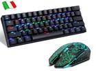 Tasteria Meccanica Gaming Da Gioco Compatta + Mouse Da Gaming illuminato RGB 