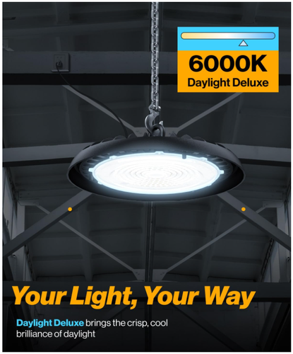 2 Pack UFO LED High Bay Light, Plug & Play Lighting for Warehouse, 6000K Dayligh - Picture 4 of 7