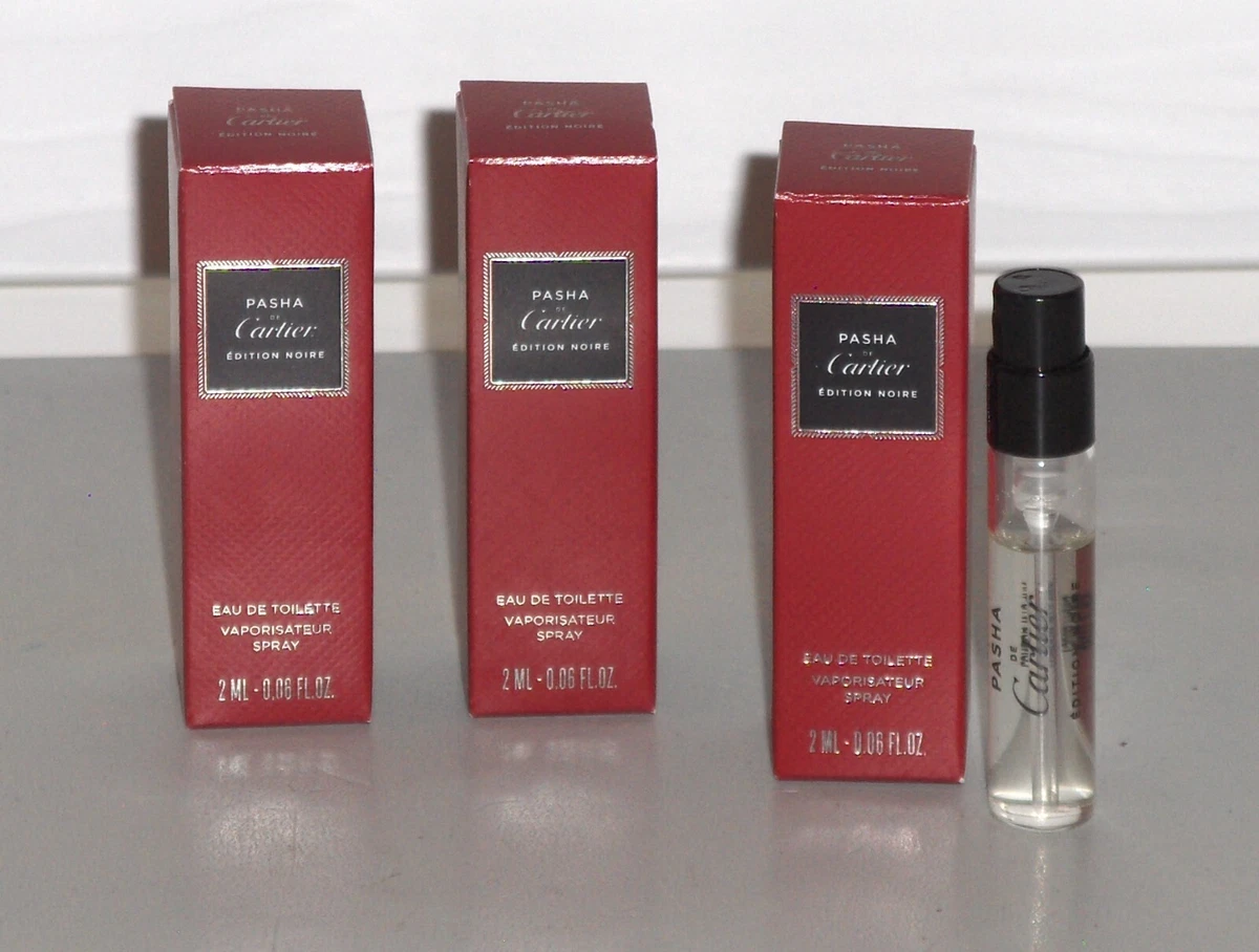 PASHA DE CARTIER Edition Noire Men Eau de Toilette Spray Samples Vials 3X  .06 oz