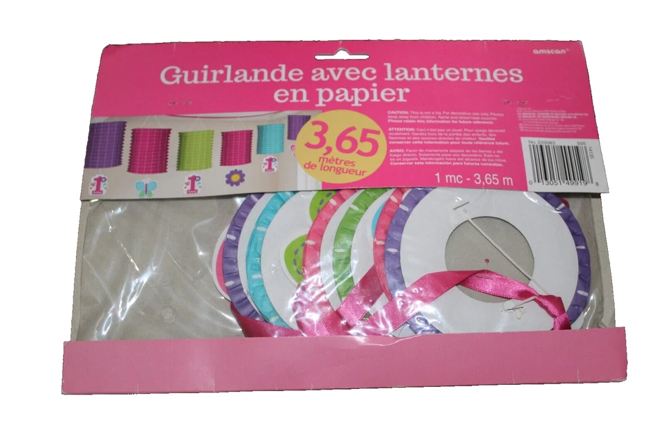 Guirnalda de linterna de papel para primer cumpleaños niña rosa púrpura verde azul 1 pieza 12 pies Foto 4 de 4