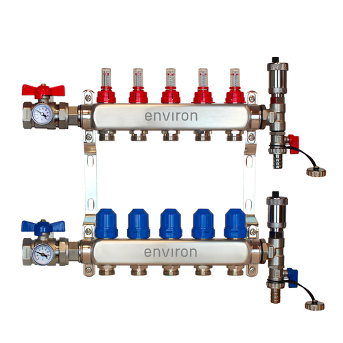 Stainless Steel Underfloor Heating Manifold 2-12 Flow Indicator Vent - Picture 16 of 23