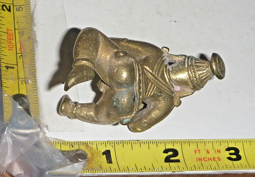 Antigua estatuilla grabada de latón/bronce dios hindú bebé Krishna - India ~2x2" - Imagen 5 de 11