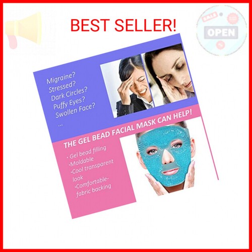 Cold Face Eye Mask Ice Pack Reduce Face Puff, Dark Circles, Gel Beads Hot Heat C - Picture 2 of 2