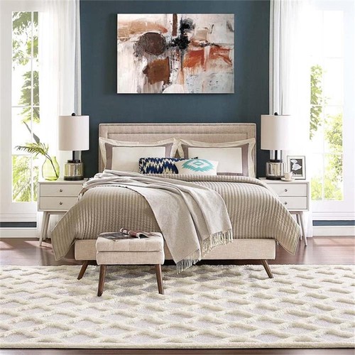 Modway Whimsical 63x89.5" Moroccan Trellis Shag Area Rug in Ivory and Light Gray - Picture 2 of 6