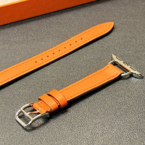 HERMES Apple Watch 40mm / 41mm / 42mm Pomarańczowy skórzany pasek Double Tour z pudełkiem JP - Zdjęcie 6 z 8