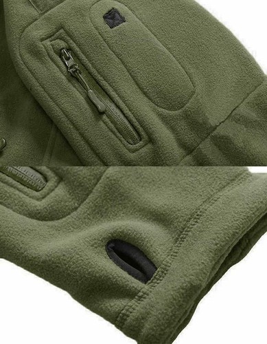 Men's Tactical Fleece Jacket Full-Zip Up Outdoor Windproof Hooded Warm Work Coat - Picture 15 of 43