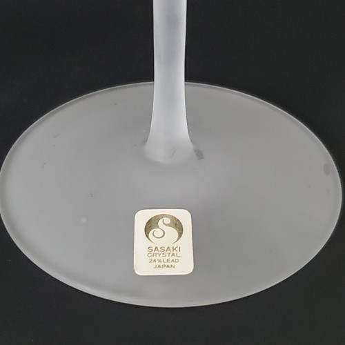 Vintage Sasaki Kerzenständer 24% Bleikristall Japan mattierte Stiele mit Etikett (2) - Bild 4 von 7