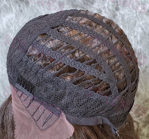 Peluca de mezcla de cabello humano marrón/auburn rizos ondulados largos de encaje frontal calor OK EVEW 4/30 - Imagen 7 de 7
