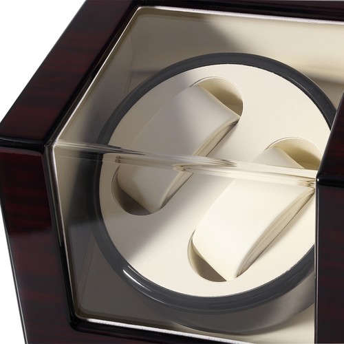 2 Slots Automatic Rotation Wooden Watch Winder Storage Display Case Box Gift - Picture 10 of 15