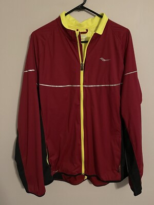 Saucony Flexshell Full Zip Maroon Run Shield Running Athletic Jacket - Men's XL