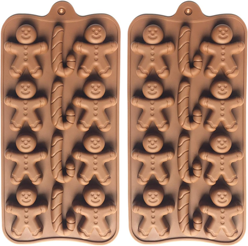2Pcs Christmas Silicone Molds for Baking Jelly Soap, Candy Cane, Gingerbread Men - Picture 10 of 12